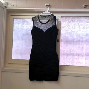 BCBG Max Azria Size Medium Blue/Black mini dress with rhinestone detail